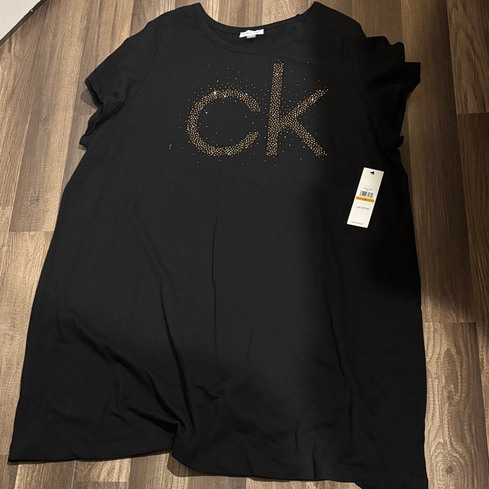 Calvin Klein Black Tee with Gold CK Design